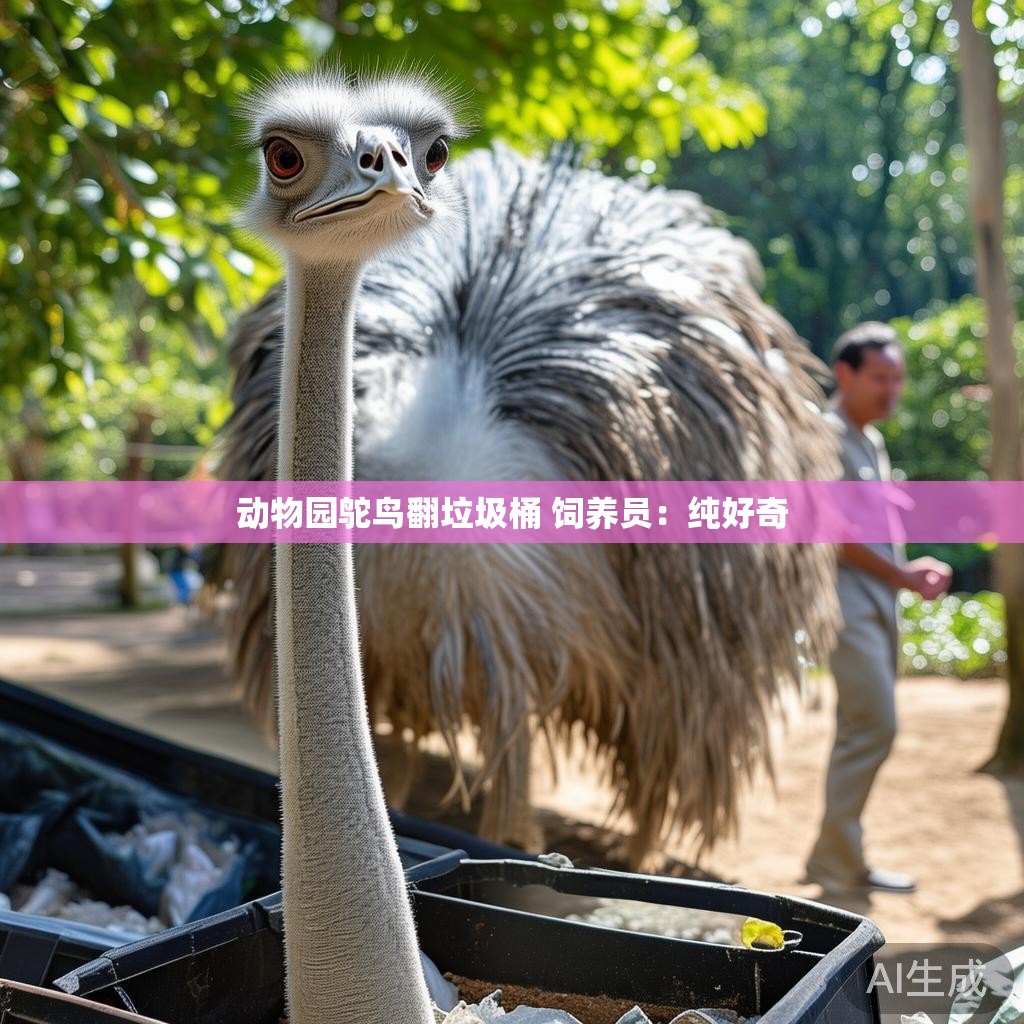 动物园鸵鸟翻垃圾桶 饲养员：纯好奇