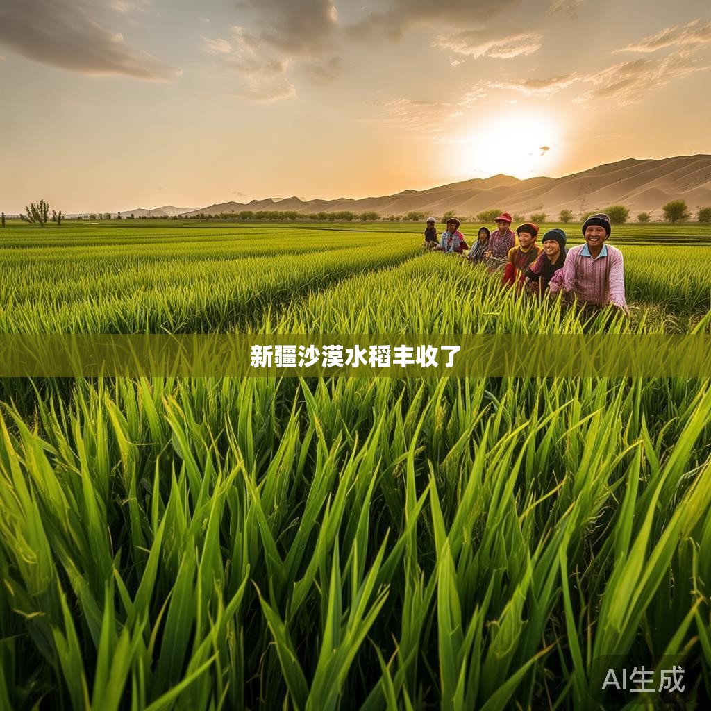 新疆沙漠水稻丰收了