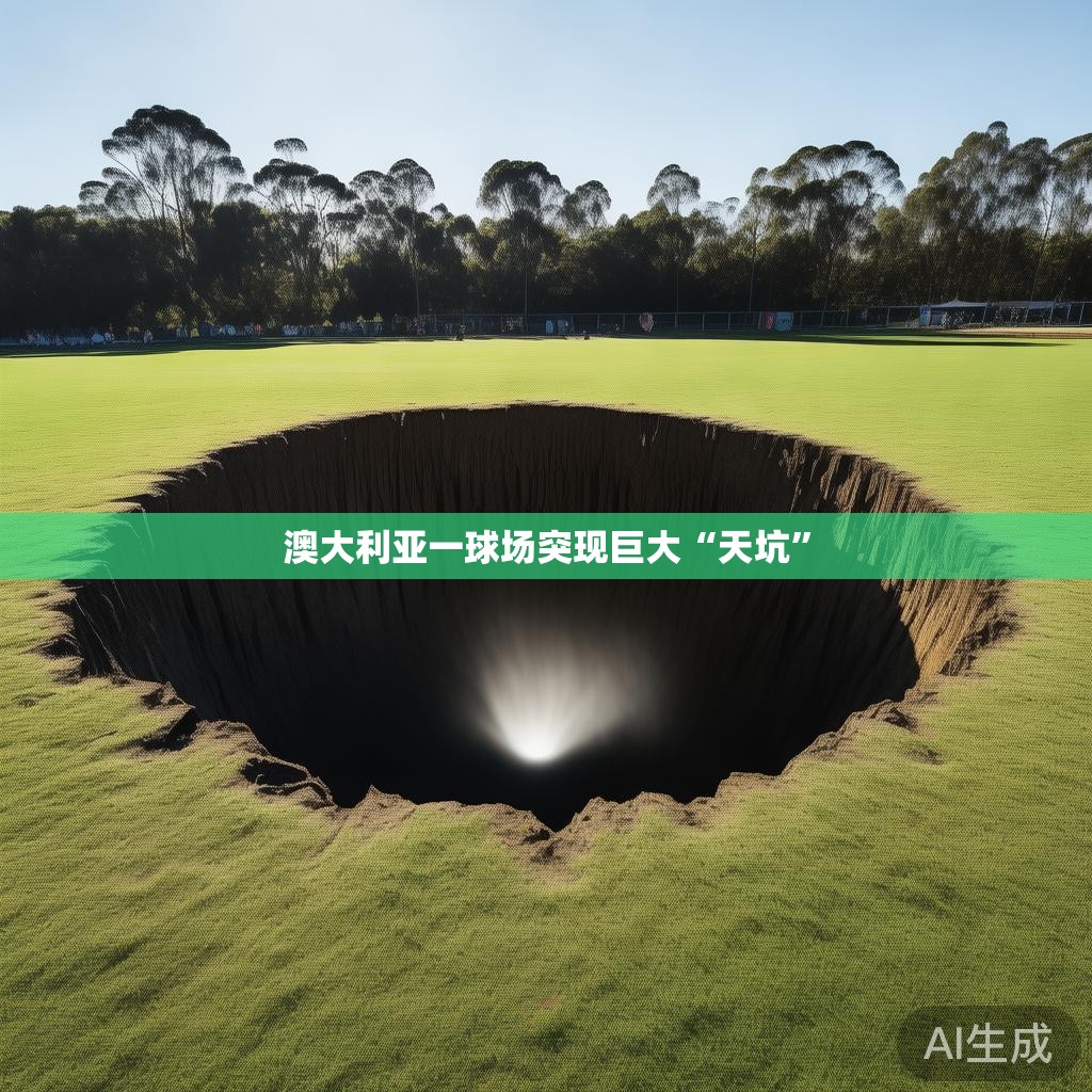 澳大利亚一球场突现巨大“天坑”