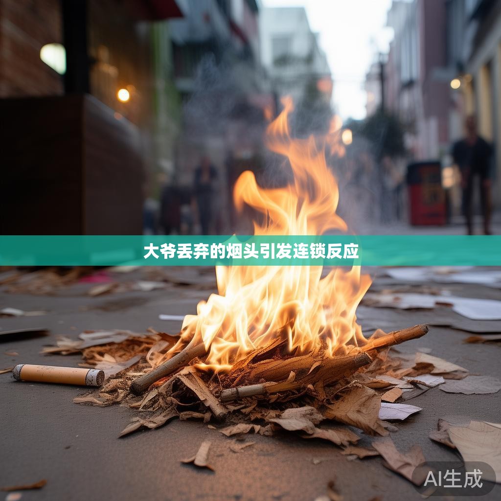大爷丢弃的烟头引发连锁反应